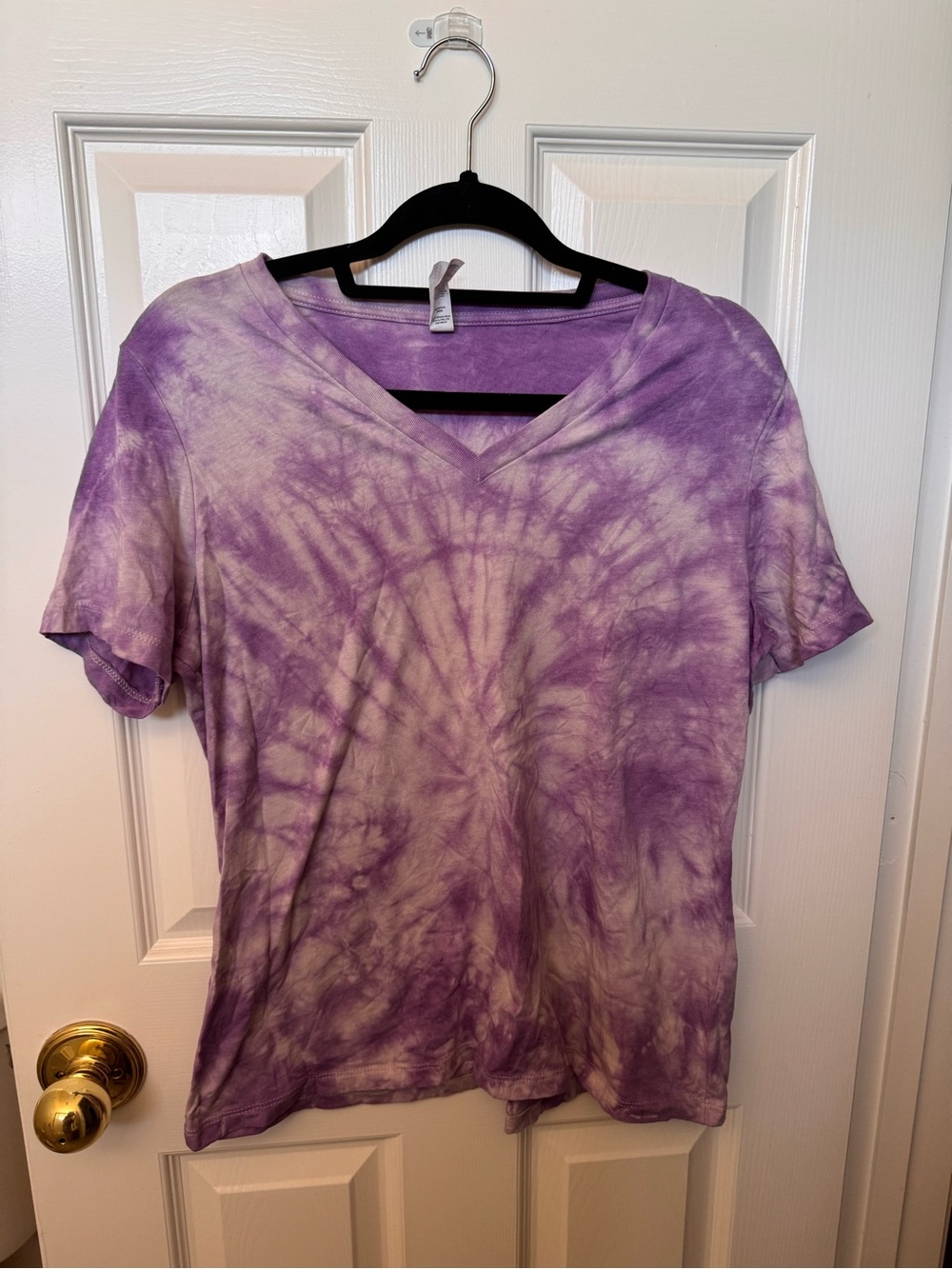Bella Canvas Purple and Cream Tie-Dye V-Neck Tee
